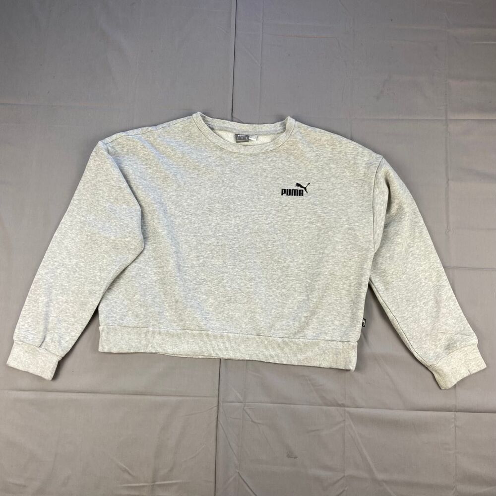 Puma Men's M Gray Heather Crewneck Sweatshirt Long Sleeve Logo